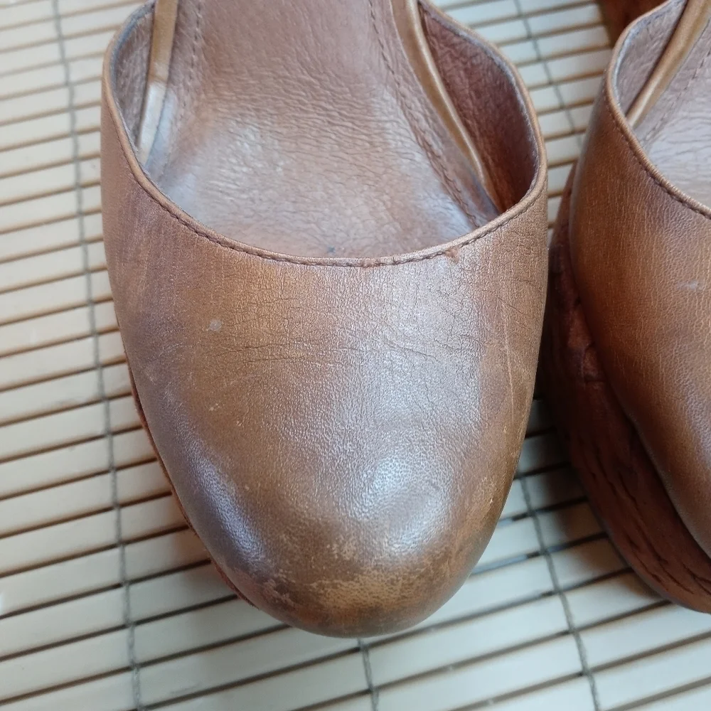 Seven For All Mankind Womens Brown woven leather  platform Shoes Size 9M 310pem